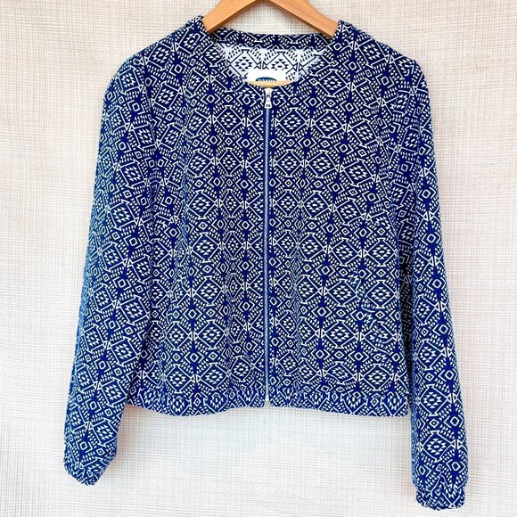 Textured Bomber Jacket Old Navy Southwest Boho Festival Collarless Jacket - Picture 1 of 15